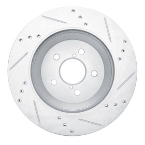 Subaru Crosstrek Brake Rotor (1) - Rear Left - R1 Concepts - Drilled & Slotted - Silver - `19-`23